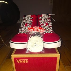 Red Vans Hi Ward Mid Boys Sneaker (size 7)